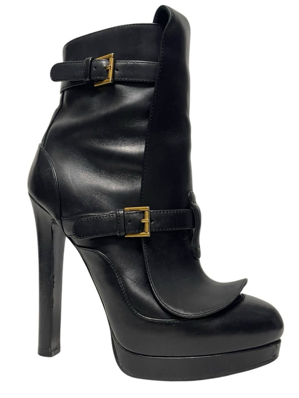 ALEXANDER MCQUEEN Platform Riding Mid Calf Boots 37